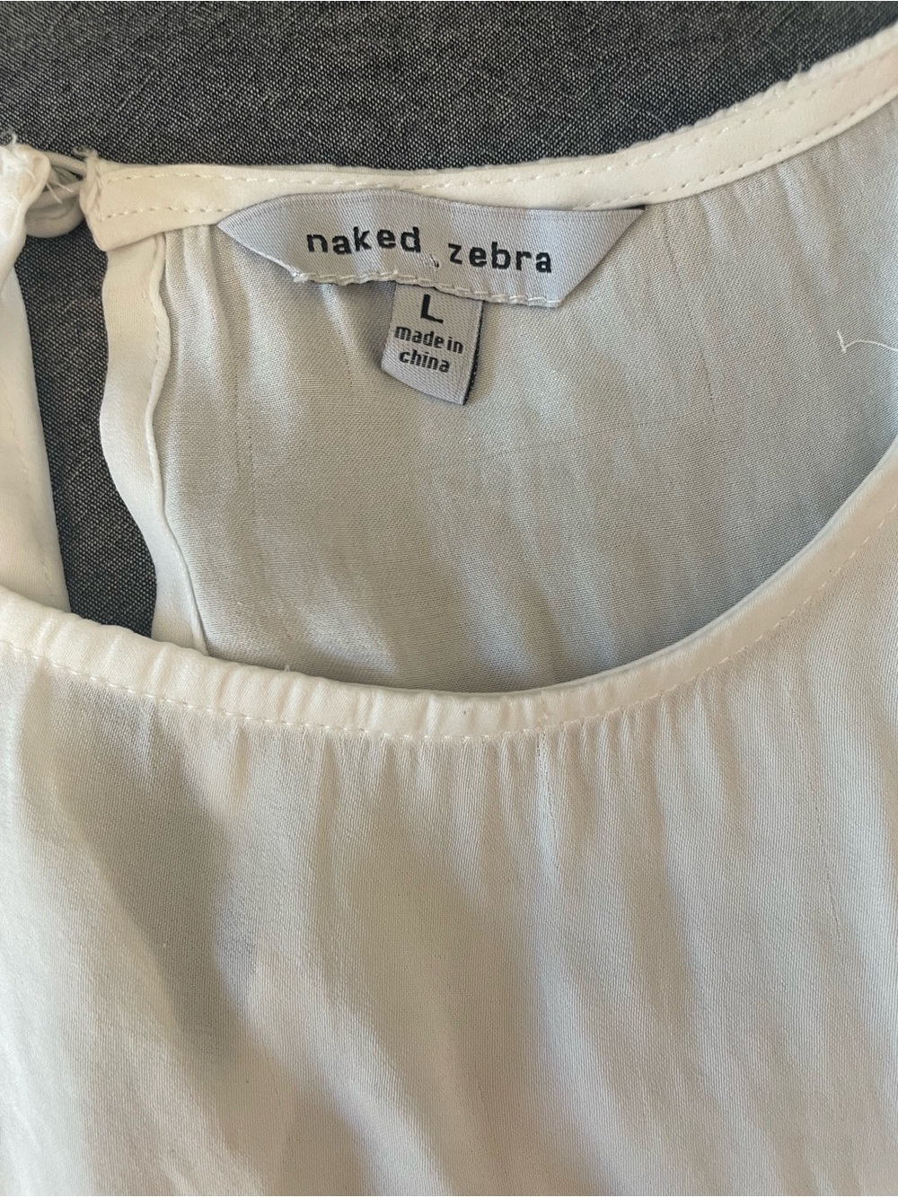 Naked Zebra White Women's Dolman Sleeve Pullover Balloon Blouse Top L - Picture 6 of 7